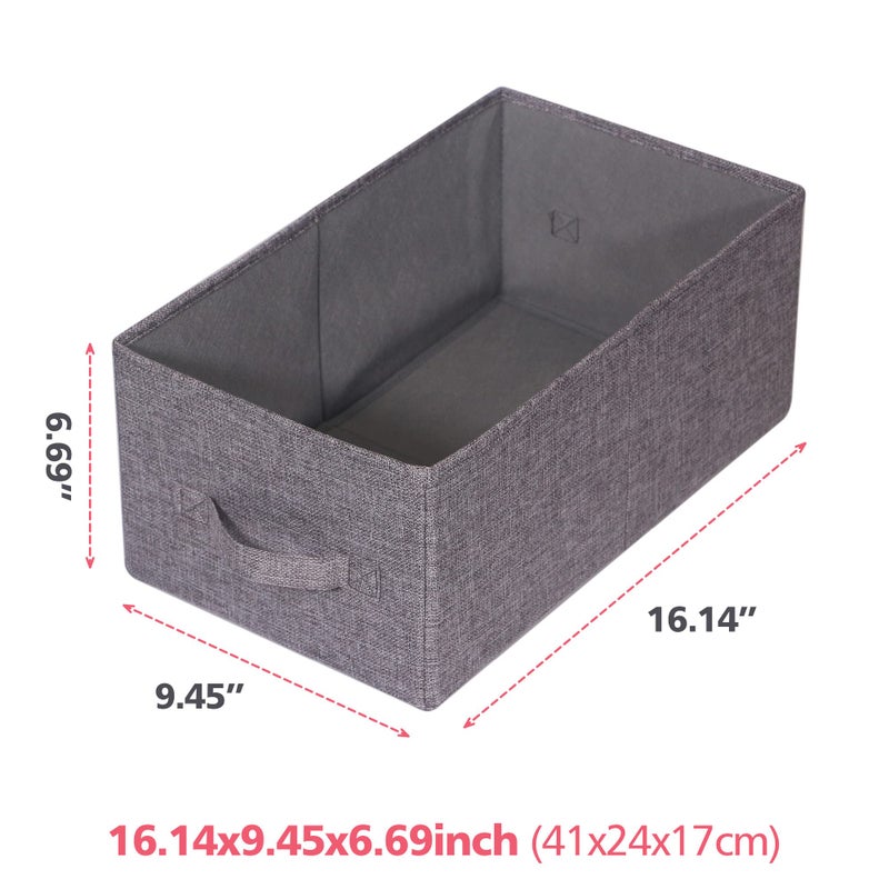TENABORT Set of 5 Closet Organizer Bins with Handle, Fabric Foldable Storage Baskets Cloth Box Containers for Shelves Home Office Clothes Clothing, Gray, Large - Image 2